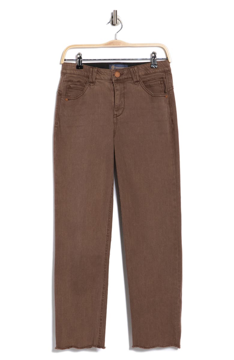 Democracy 'Ab'solution High Waist Fray Hem Straight Leg Jeans, Main, color, Washed Mocha