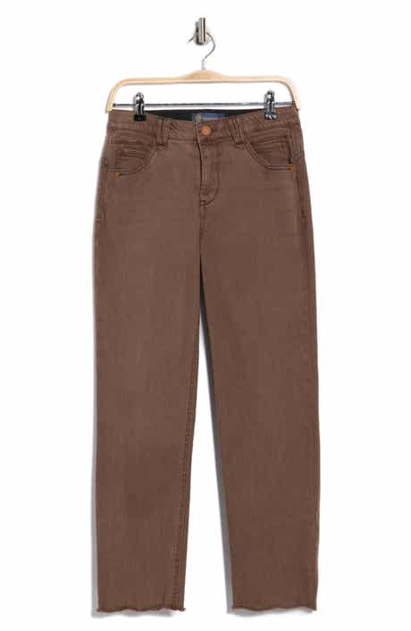 Democracy 'Ab'solution High Waist Fray Hem Straight Leg Jeans