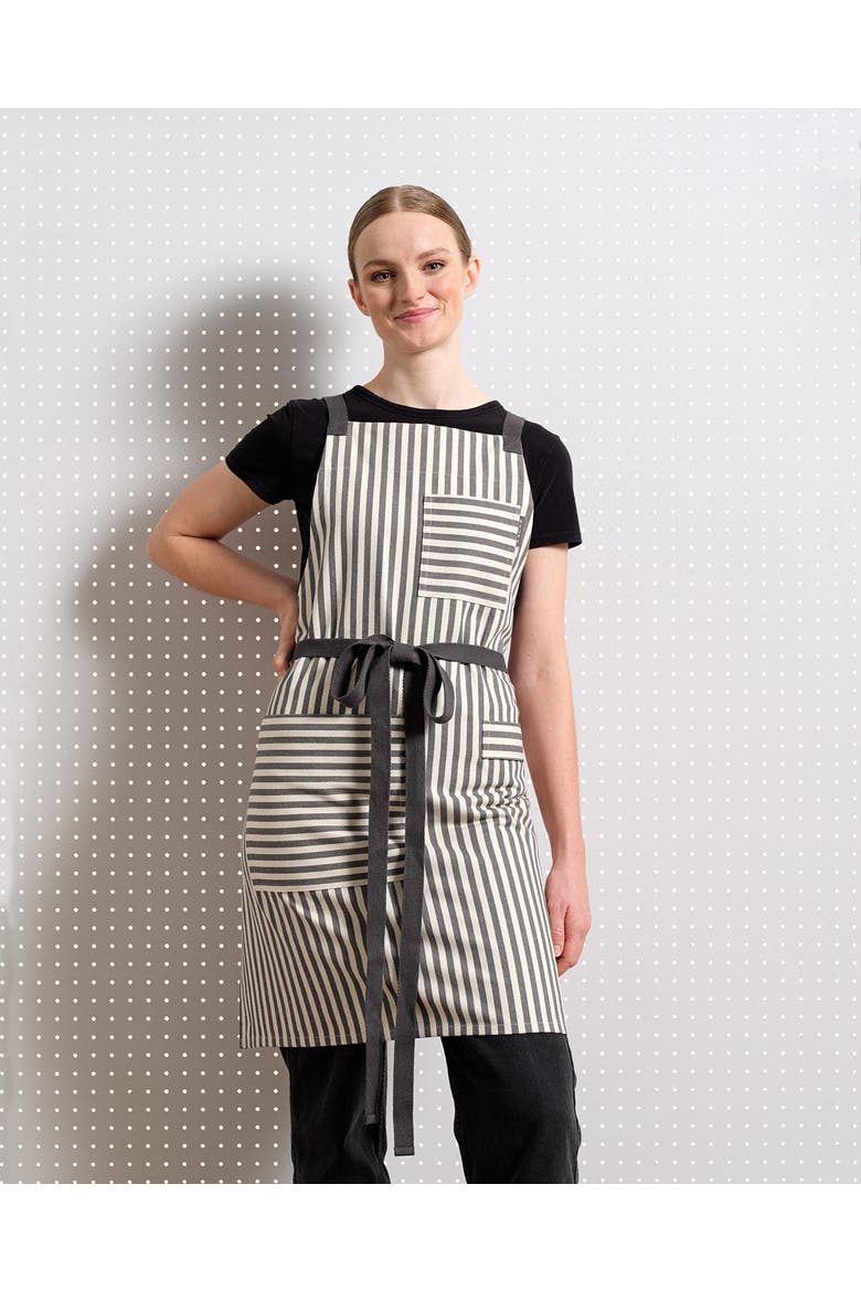 Crossback Apron, Main, color, Striped - Charcoal