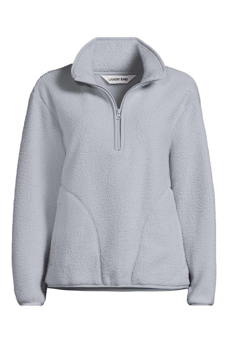 Half Zip Cozy High Pile Fleece Pullover, Alternate, color, Pale Gray