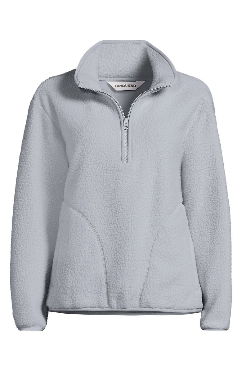 Lands' End Plus Size Print Half Zip Cozy High Pile Fleece Pullover, Alternate, color, Pale Gray