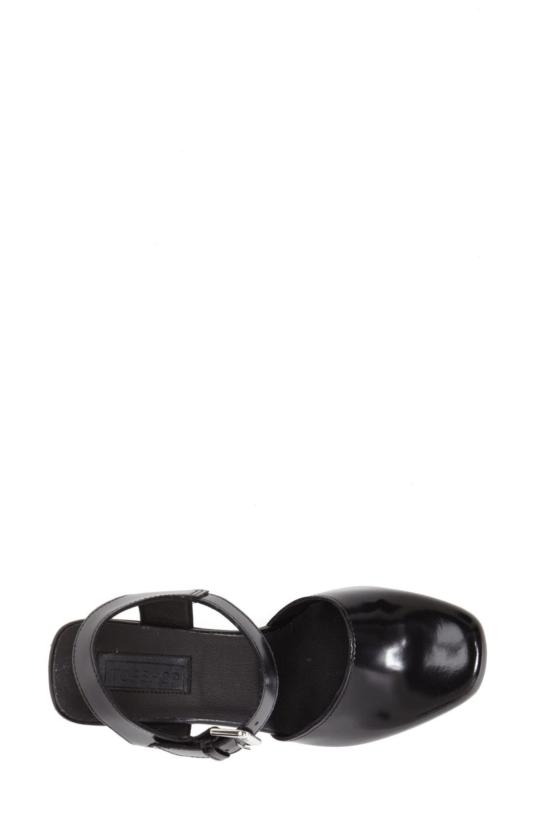 Topshop 'Smile' Wooden Platform Leather Sandal, Alternate, color, 