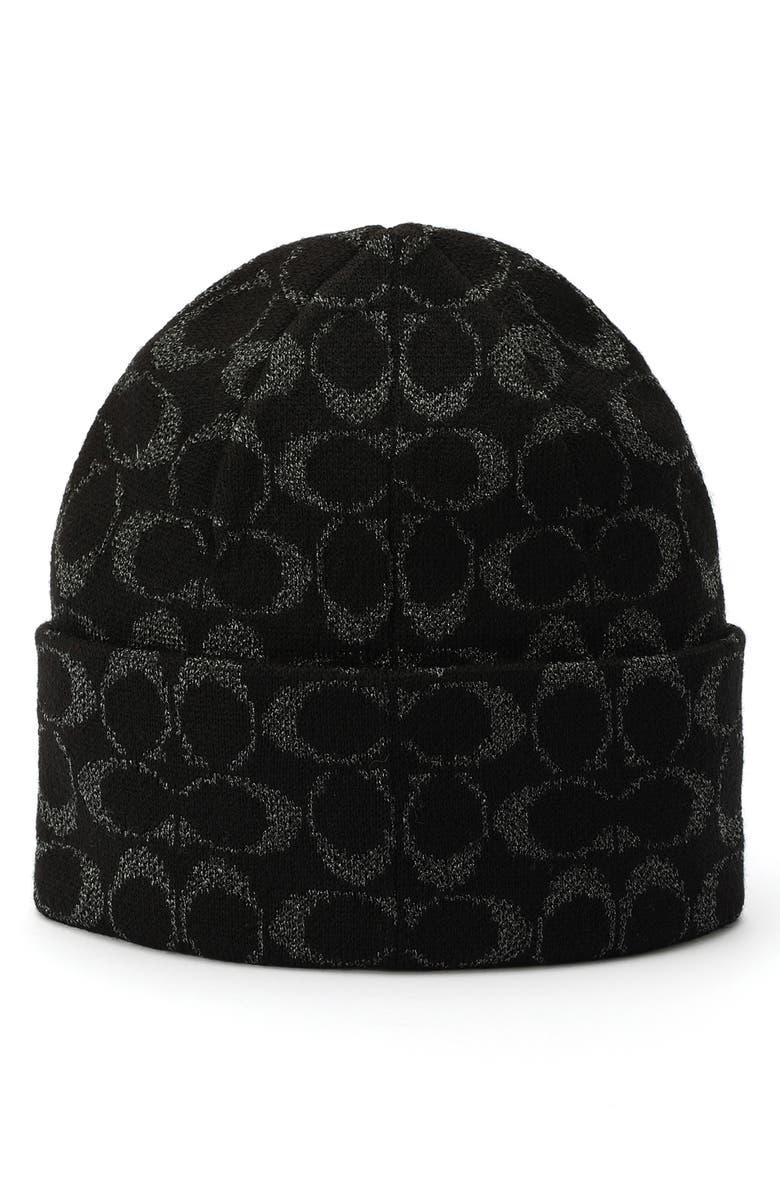 COACH Metallic Signature C Beanie, Alternate, color, 
