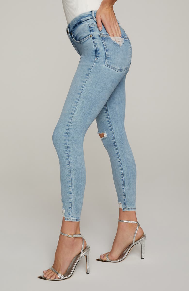 Good American Good Legs Chewed Hem Skinny Jeans, Alternate, color, 