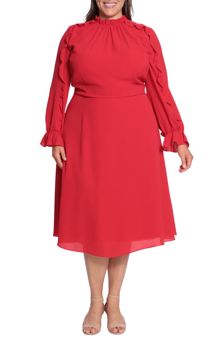 Donna Morgan Ruffle Long Sleeve Dress | Nordstrom
