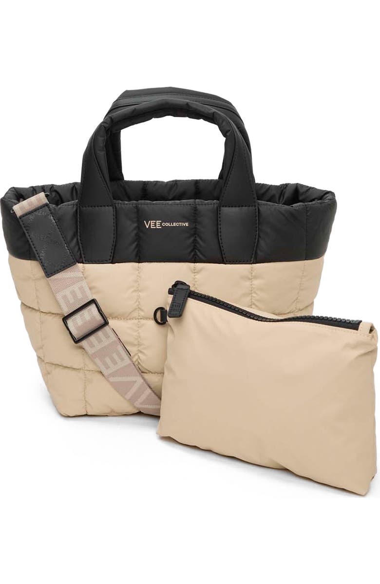 VeeCollective Small Porter Colorblock Recycled Nylon Tote, Alternate, color, Black/ Desert Multi