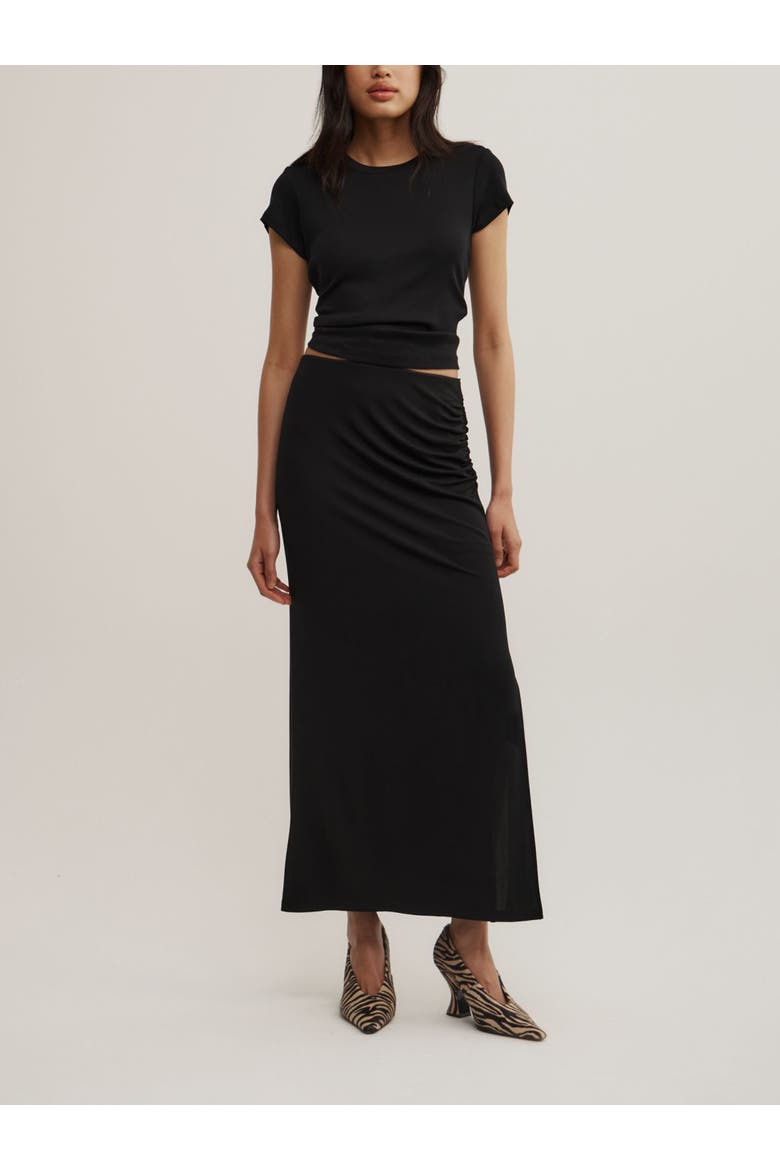 Side Gather Skirt, Alternate, color, Black
