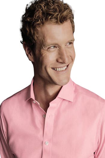 Non-Iron Clifton Weave Cutaway Slim Fit Shirt Single Cuff