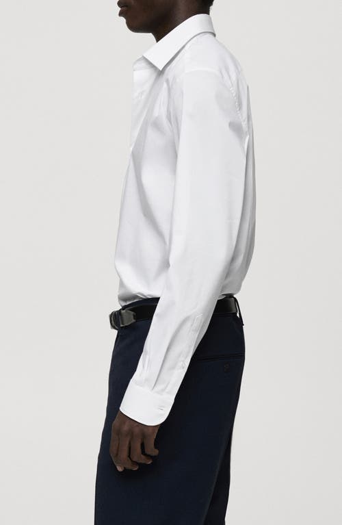 Mango Regular Fit Pinstripe Cotton Button-up Shirt In White