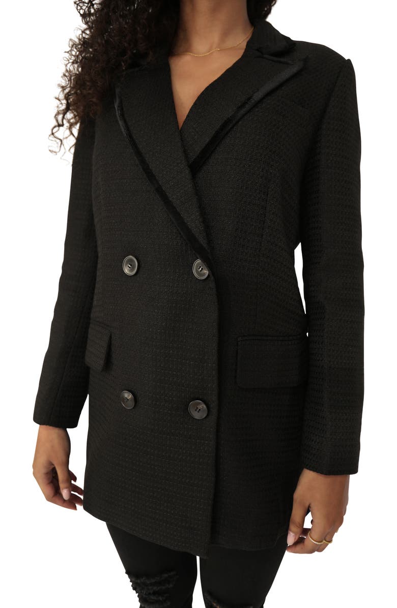 Belle & Bloom Because Of You Trimmed Blazer, Alternate, color, Black