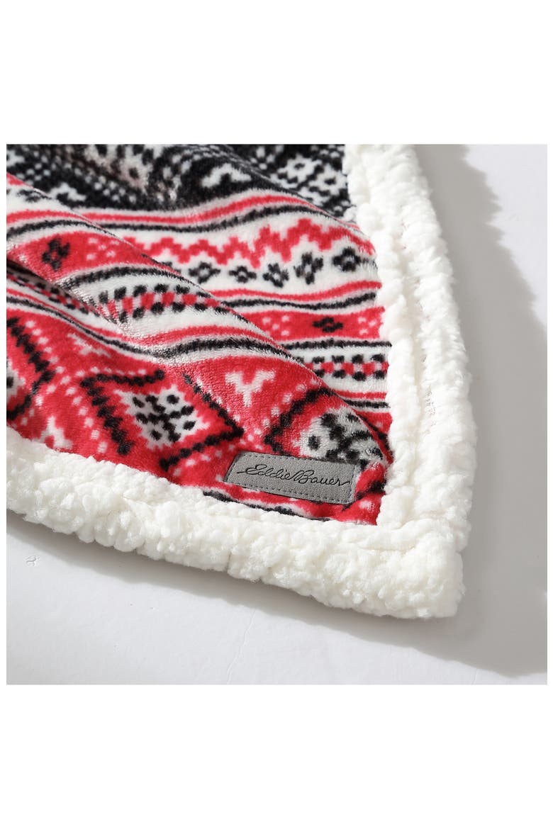 Classic Fair Isle Faux Shearling Throw Blanket, Alternate, color, CHARCOAL