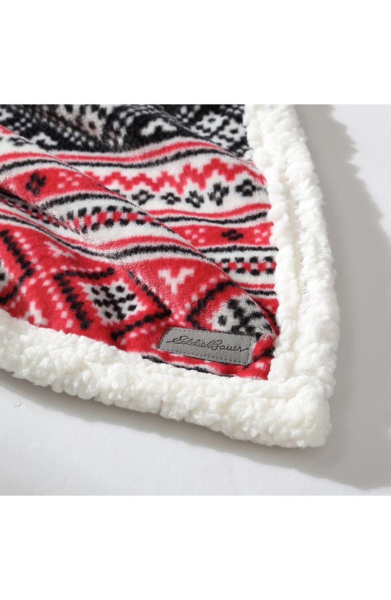 Eddie Bauer Classic Fair Isle Faux Shearling Throw Blanket, Alternate, color,