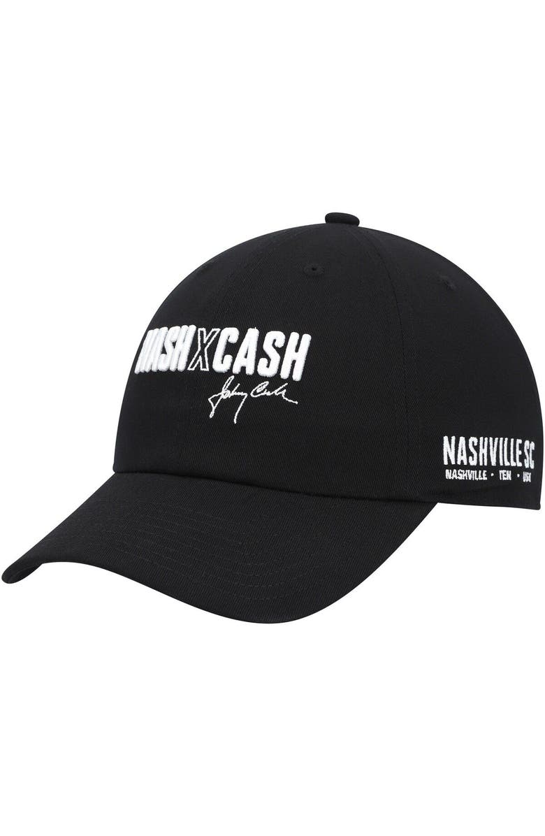 Mitchell & Ness Men's Mitchell & Ness Black Nashville SC x Johnny Cash Adjustable Dad Hat, Main, color,