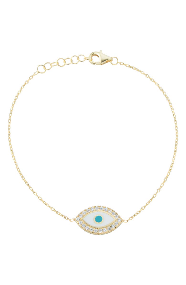 SPHERA MILANO 14K Gold Plated Sterling Silver & CZ Evil Eye Bracelet, Main, color, Yellow Gold