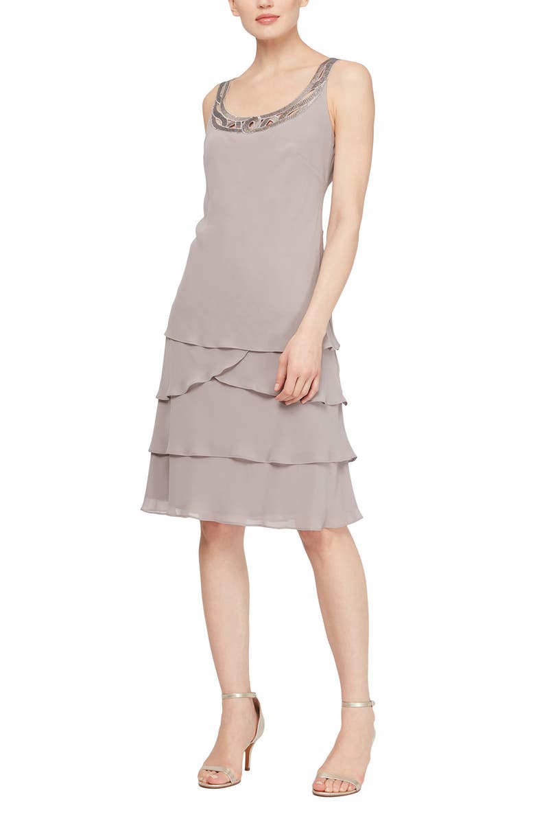 SL FASHIONS SLNY Sequin Chiffon Jacket Dress, Alternate, color, Dmr