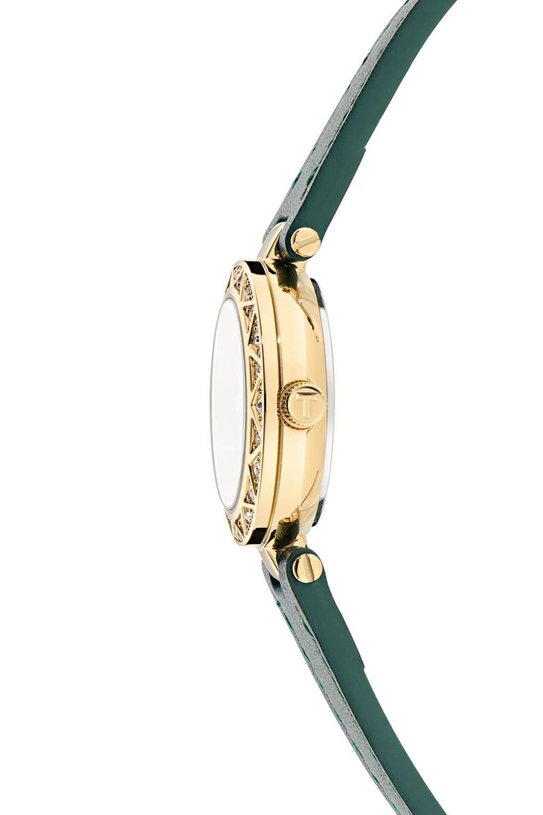 Jolyye Leather Strap Watch, 24mm, Alternate, color, GREEN