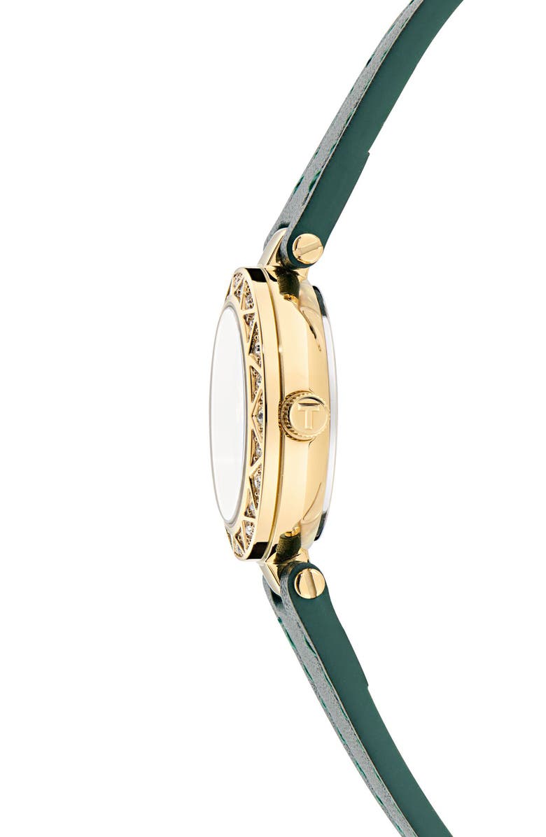 Ted Baker Jolyye Leather Strap Watch, 24mm, Alternate, color, Green