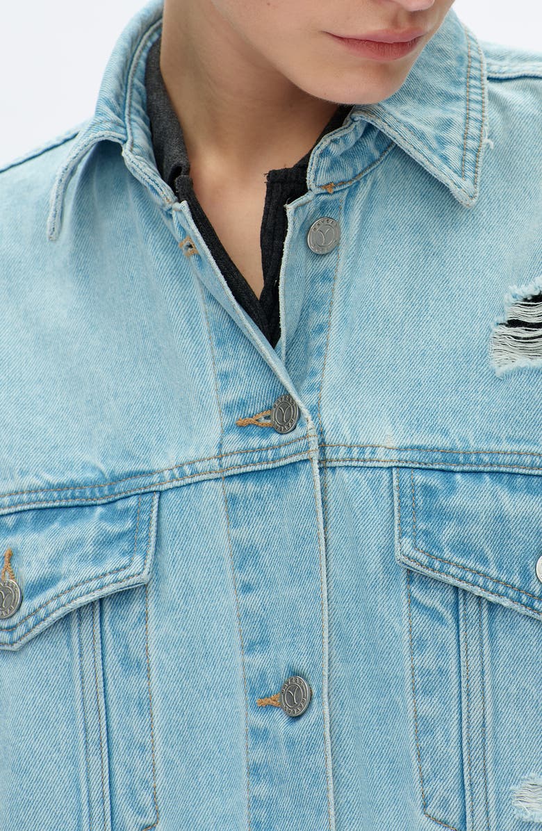 Bayeas Loose Denim Jacket, Alternate, color, Light Blue