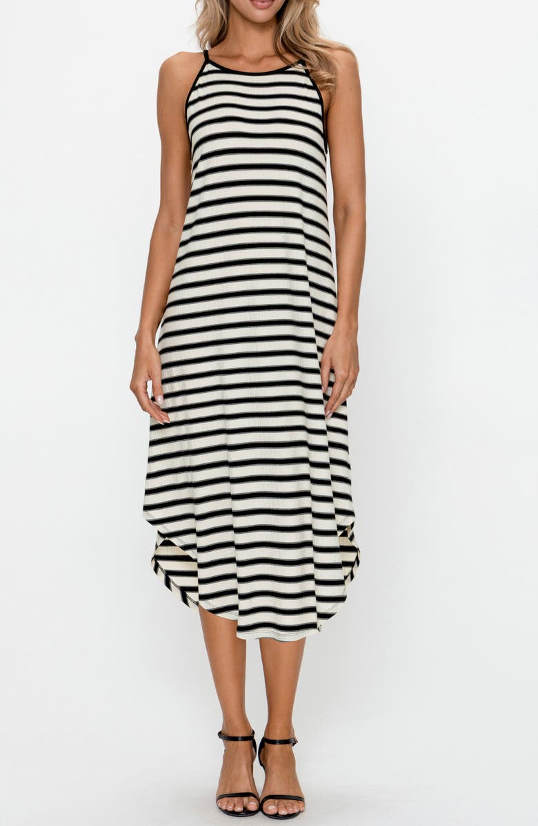 PS By Cupshe Stripe Sleeveless Midi Dress, Main, color, Black