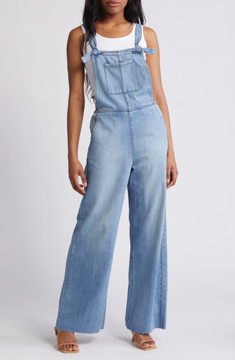 HIDDEN JEANS Frayed Hem Denim Overalls, Main, color, 