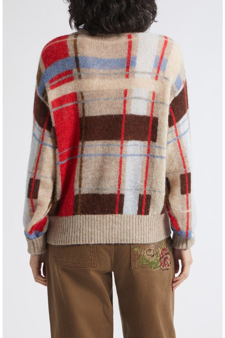 Grid Check Alpaca & Merino Wool Blend Sweater, Alternate, color, SCARLET GRID