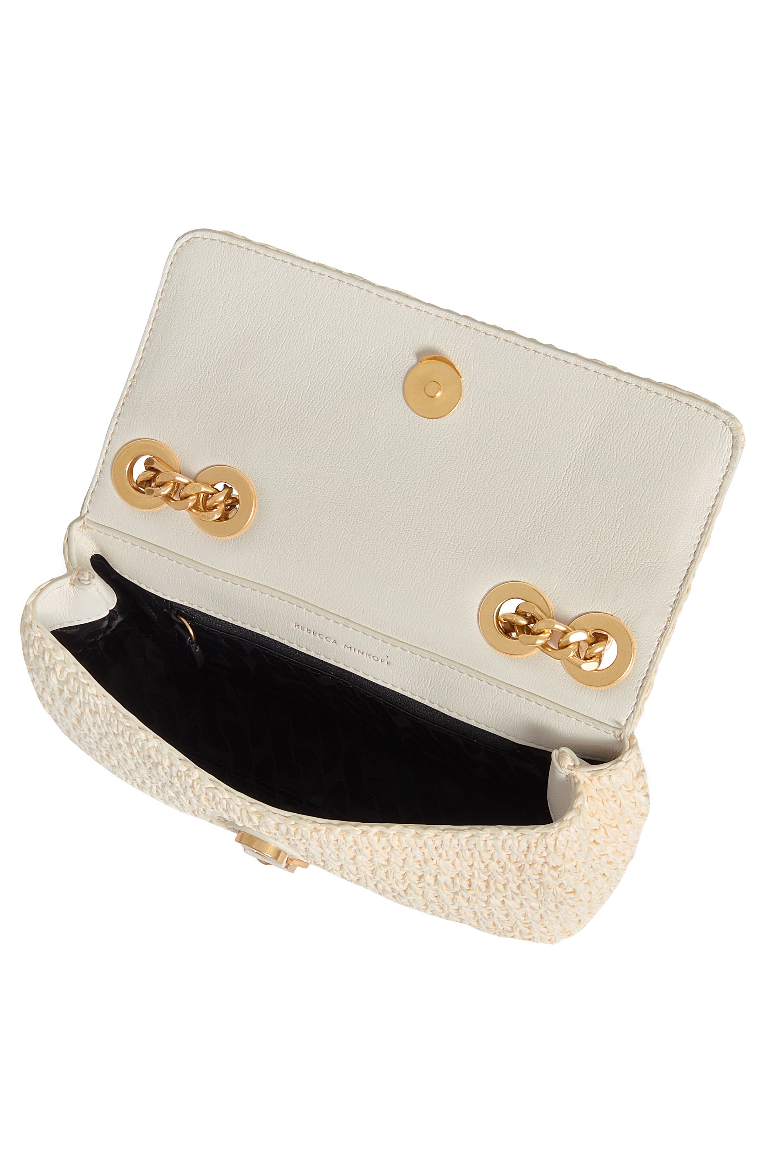 Rebecca Minkoff Small Edie Straw Crossbody Bag, Alternate, color, Porcelain