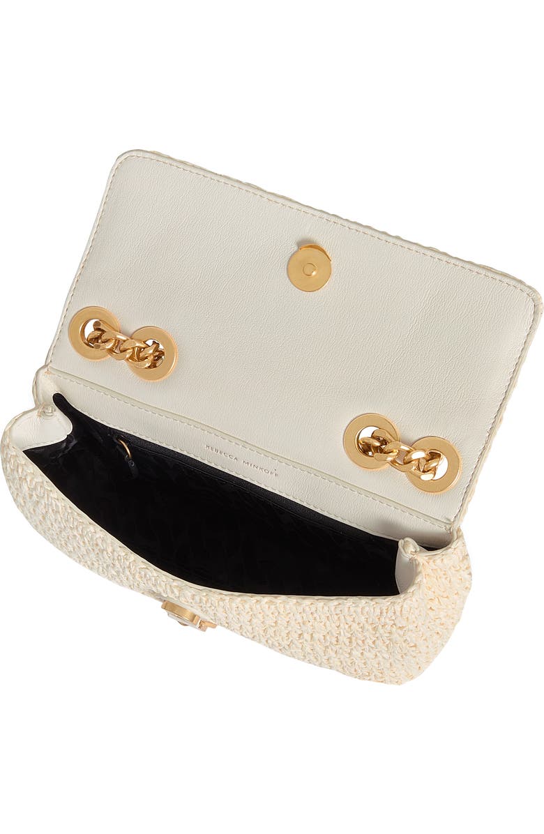 Rebecca Minkoff Small Edie Straw Crossbody Bag, Alternate, color, Porcelain