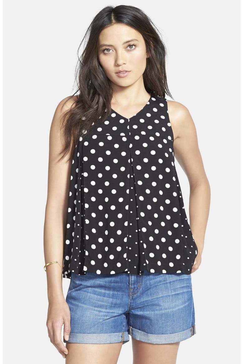 Polka Dot Trapeze Tank, Main, color, CLASSIC BLACK