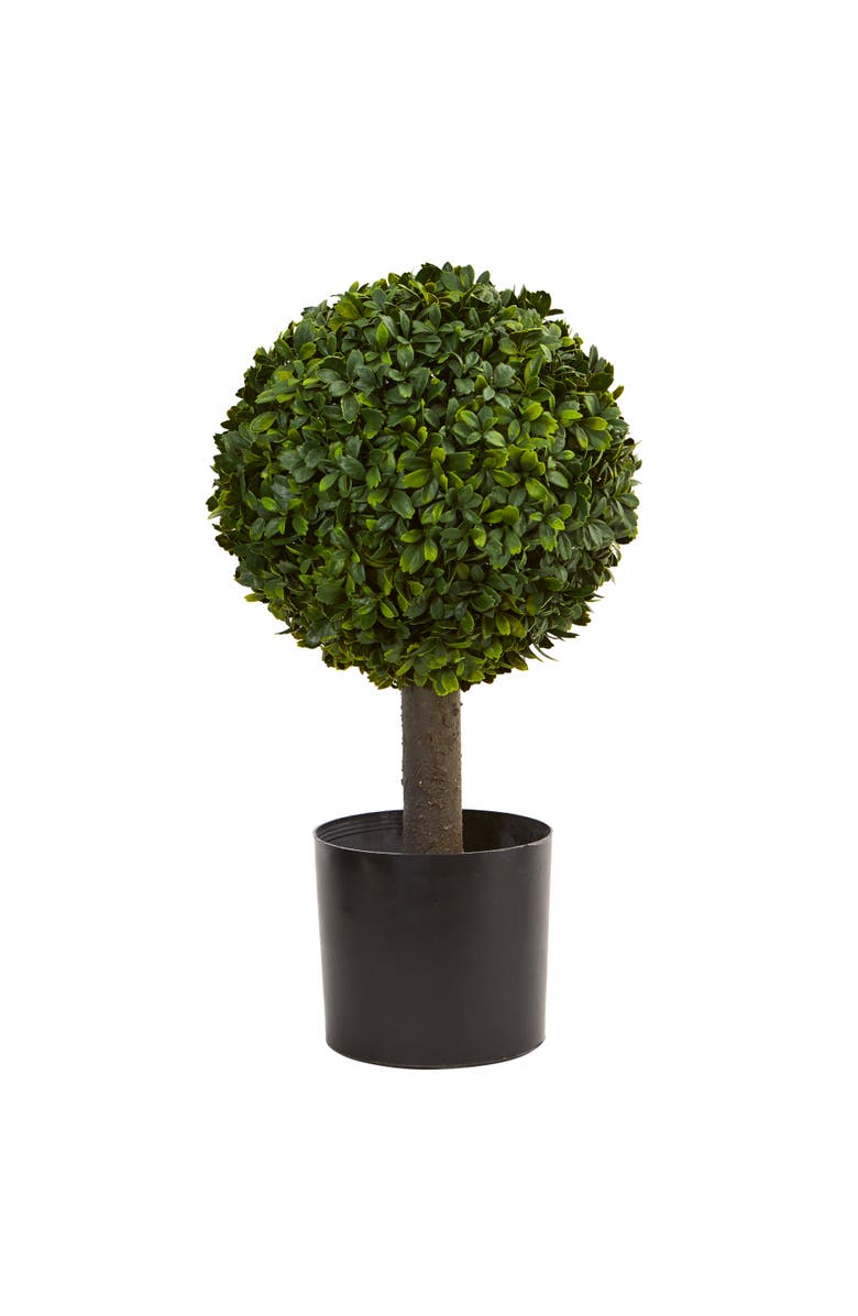 NEARLY NATURAL 21-in Boxwood Ball Topiary Artificial Tree, Main, color, Green