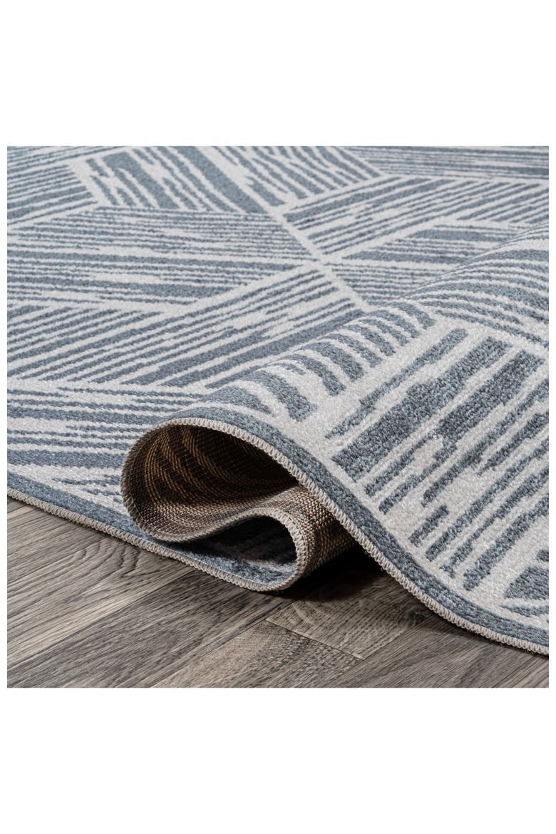 Vector Modern Coastal Geometric Machine-Washable Area Rug, Alternate, color, Blue/Cream
