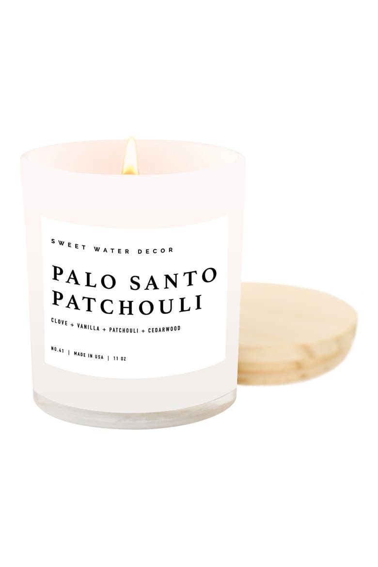Palo Santo Patchouli 11 oz. Candle, Main, color, WHITE