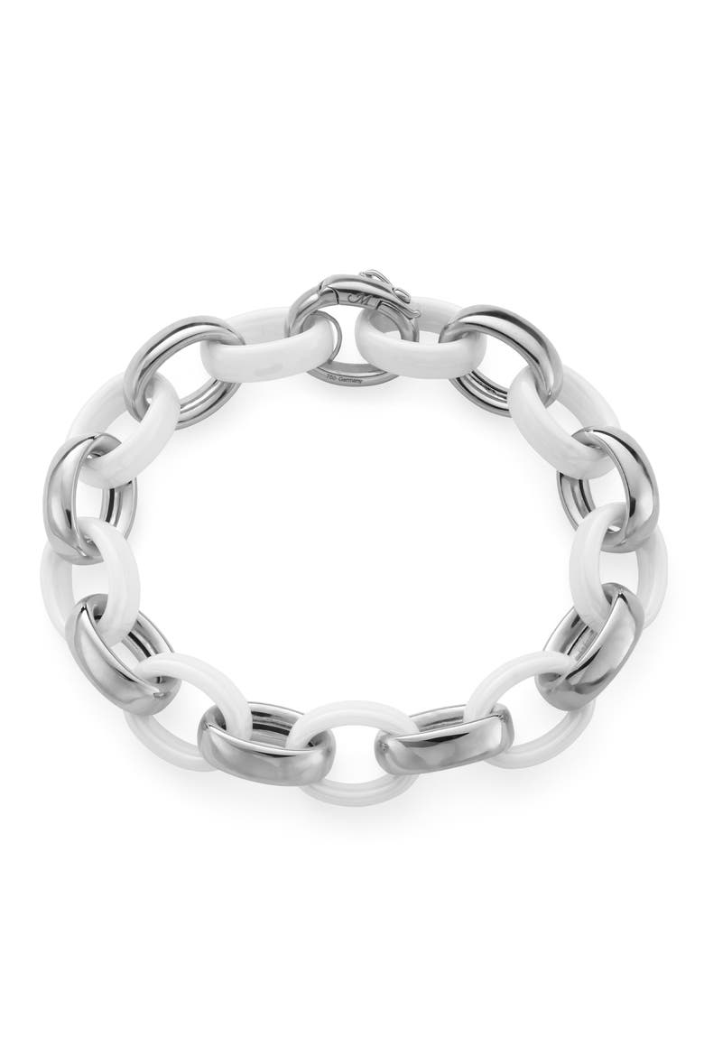 Marilyn Ceramic Link Bracelet, Main, color, SILVER/WHITE