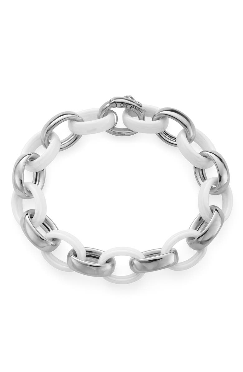 Monica Rich Kosann Marilyn Ceramic Link Bracelet, Main, color, Silver/White