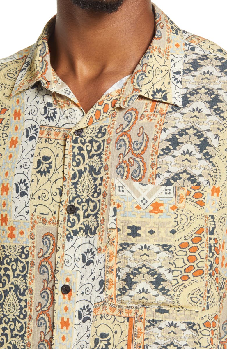 Topman Men's Oversize Vintage Print Short Sleeve Camp Shirt, Alternate, color, 