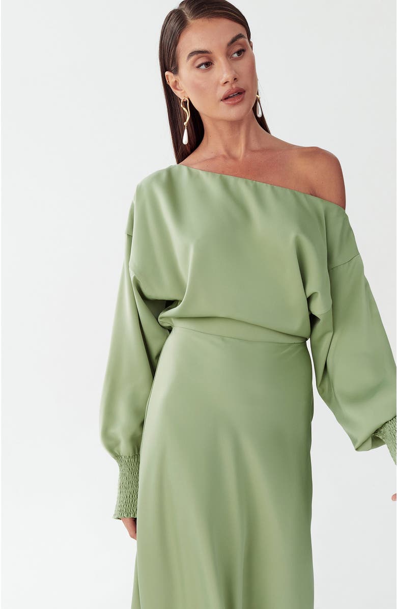 WILLA Diara Midi Dress, Alternate, color, Sage Green