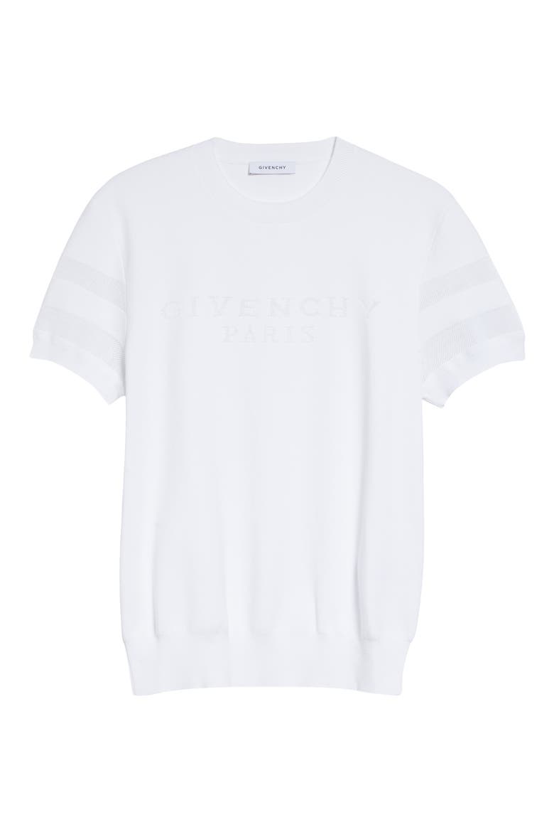 Short Sleeve Cotton Blend Logo Sweater, Alternate, color, WHITE