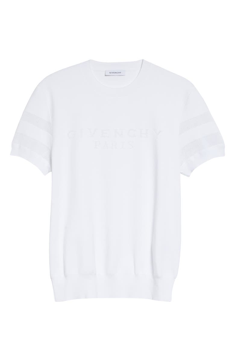 Givenchy Short Sleeve Cotton Blend Logo Sweater, Main, color, White