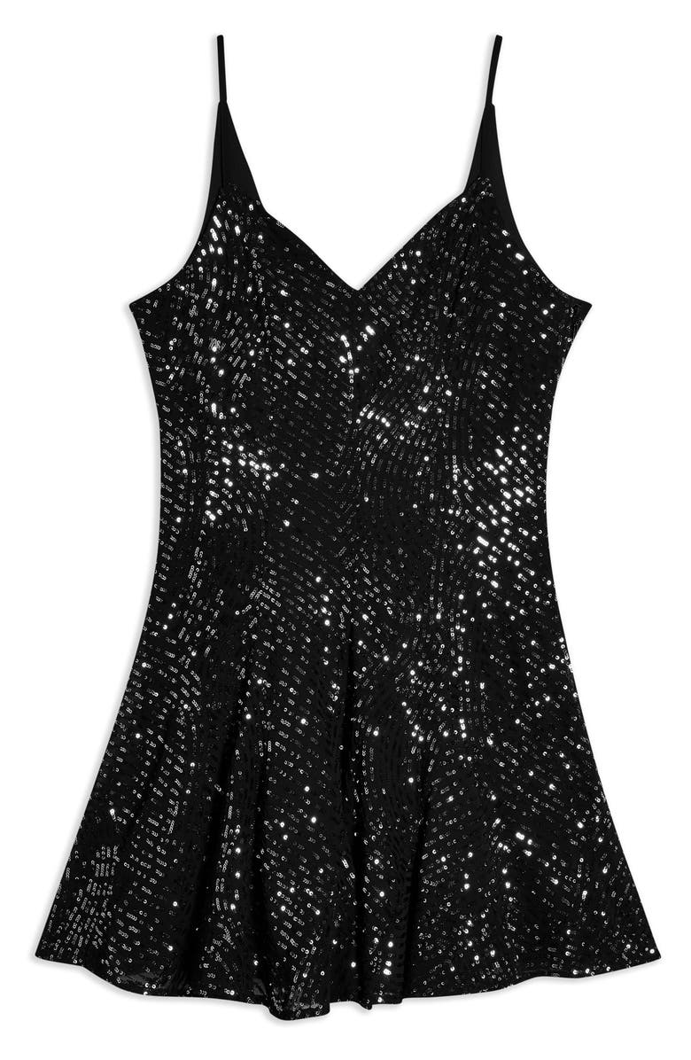 Topshop Godet Hem Sequin Minidress, Alternate, color,