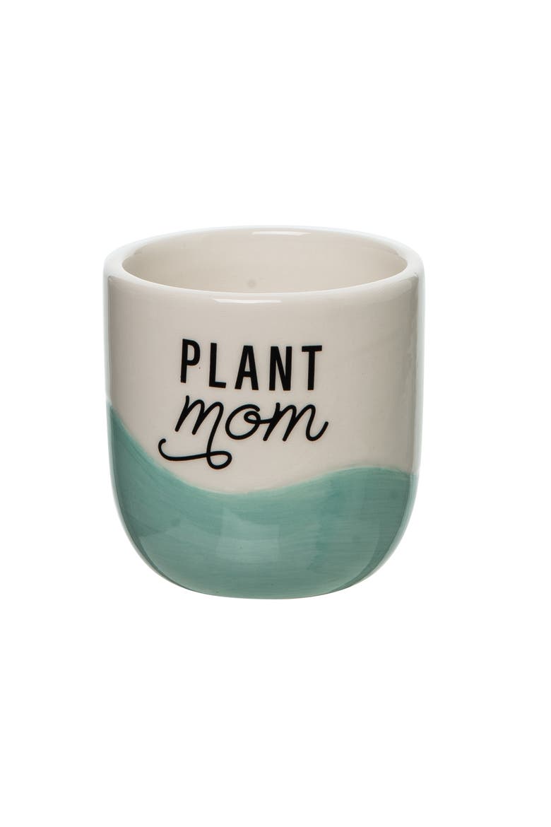 Plant Mom Small Cer Planter Ceramic Blue, Main, color, White