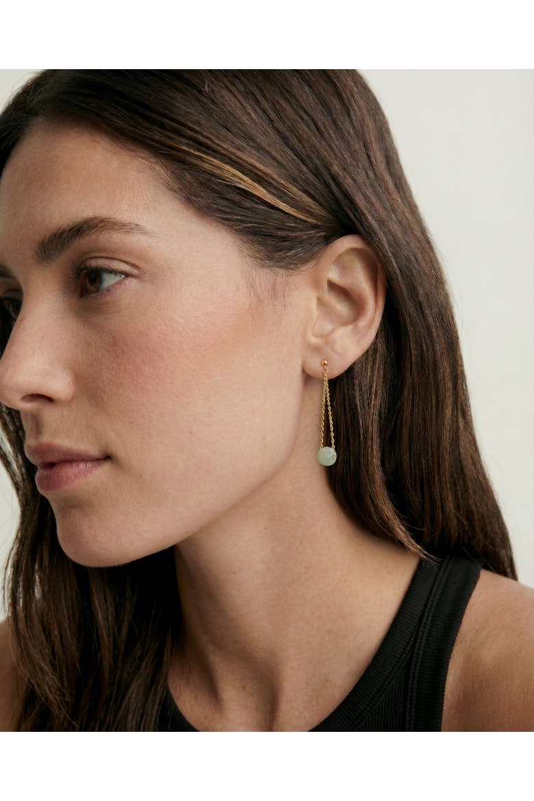 Zodiac collection Libra Skinny gold chain jade earrings, Alternate, color, Light Green