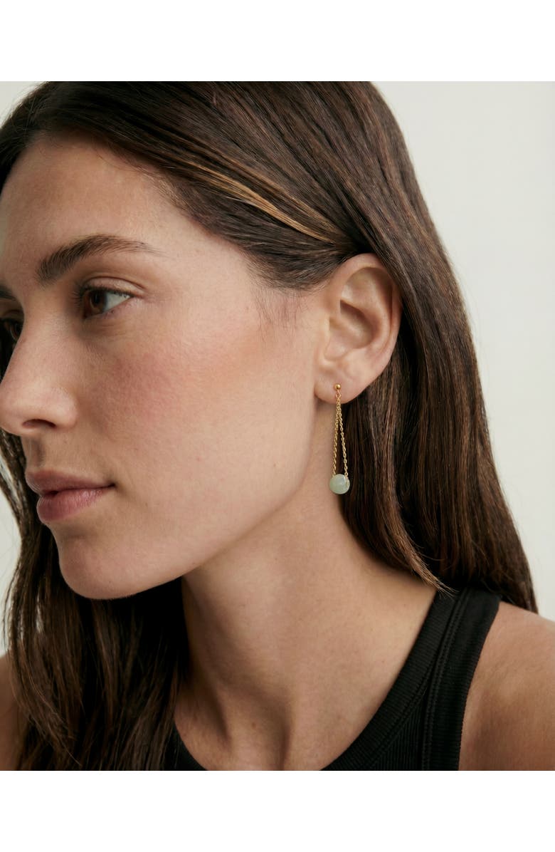 seree Zodiac collection Libra Skinny gold chain jade earrings, Alternate, color, Light Green