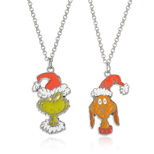 Dr. Seuss The Grinch And Max Pendant Bff Necklace For 2, 16"+3" In Multi