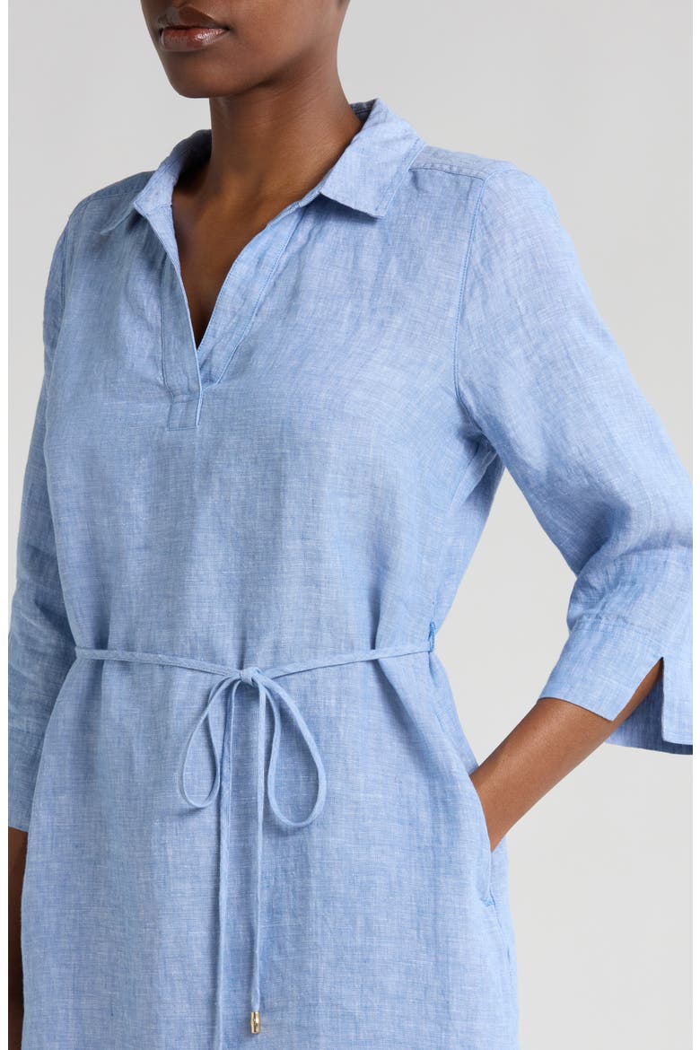 Two Palms Linen Shirtdress, Alternate, color, BUCCANEER BLUE