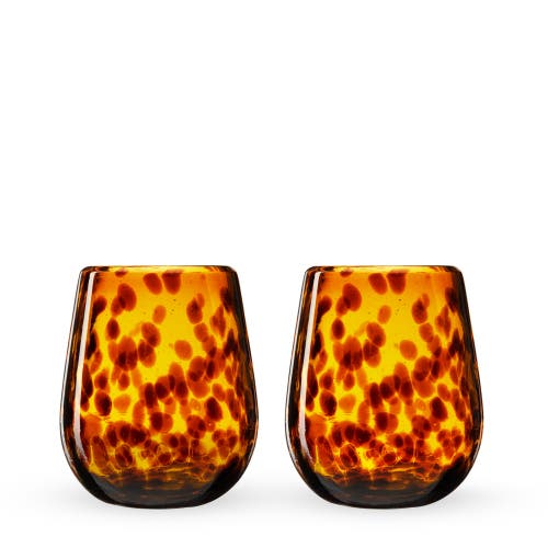 Twine Segunda Vida Tortuga Recycled Stemless Wine Glasses Set Of 2 In Brown