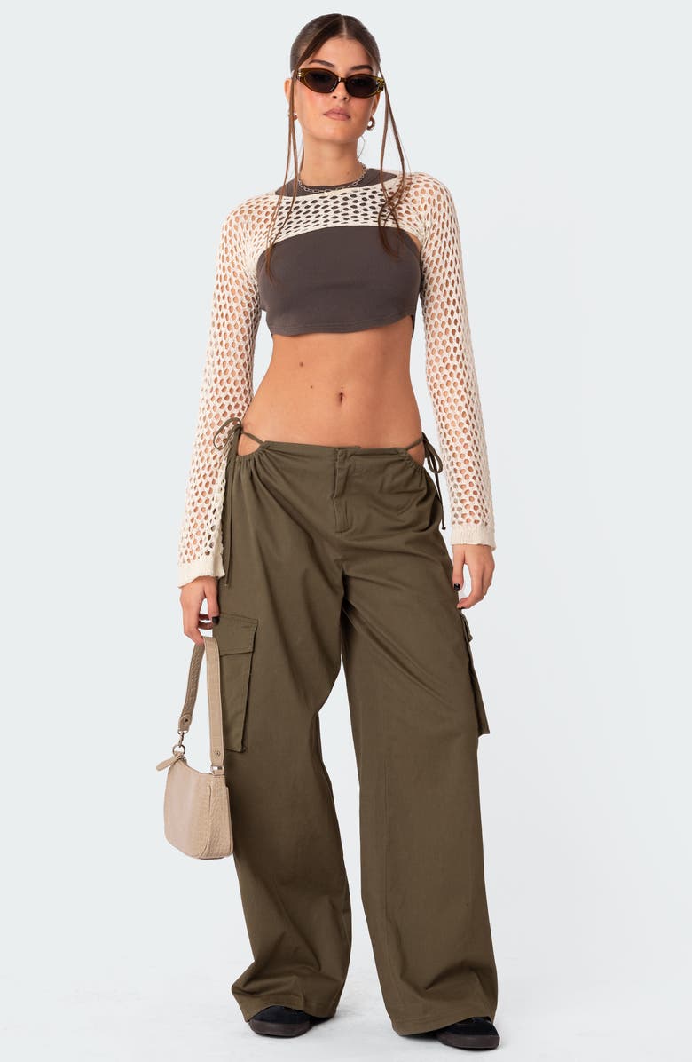 EDIKTED Carlo Low Rise Side Cutout Cargo Pants, Alternate, color, Olive