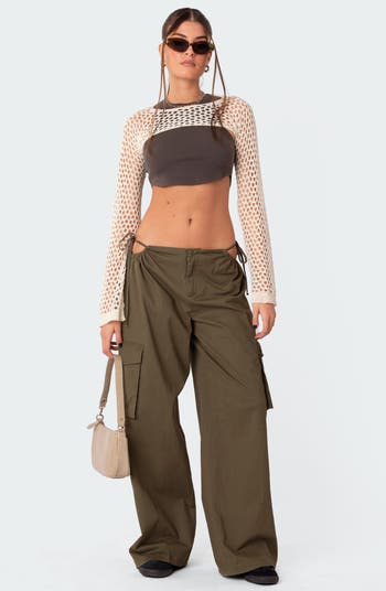 EDIKTED Carlo Low Rise Side Cutout Cargo Pants | Nordstrom