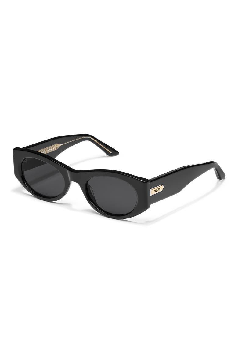 So What 53mm Round Sunglasses, Alternate, color, BLACK/ SMOKE