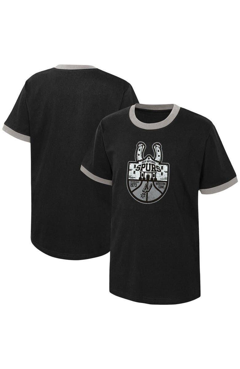 Outerstuff Youth Black San Antonio Spurs Hoop City Hometown Ringer T-Shirt, Main, color, 