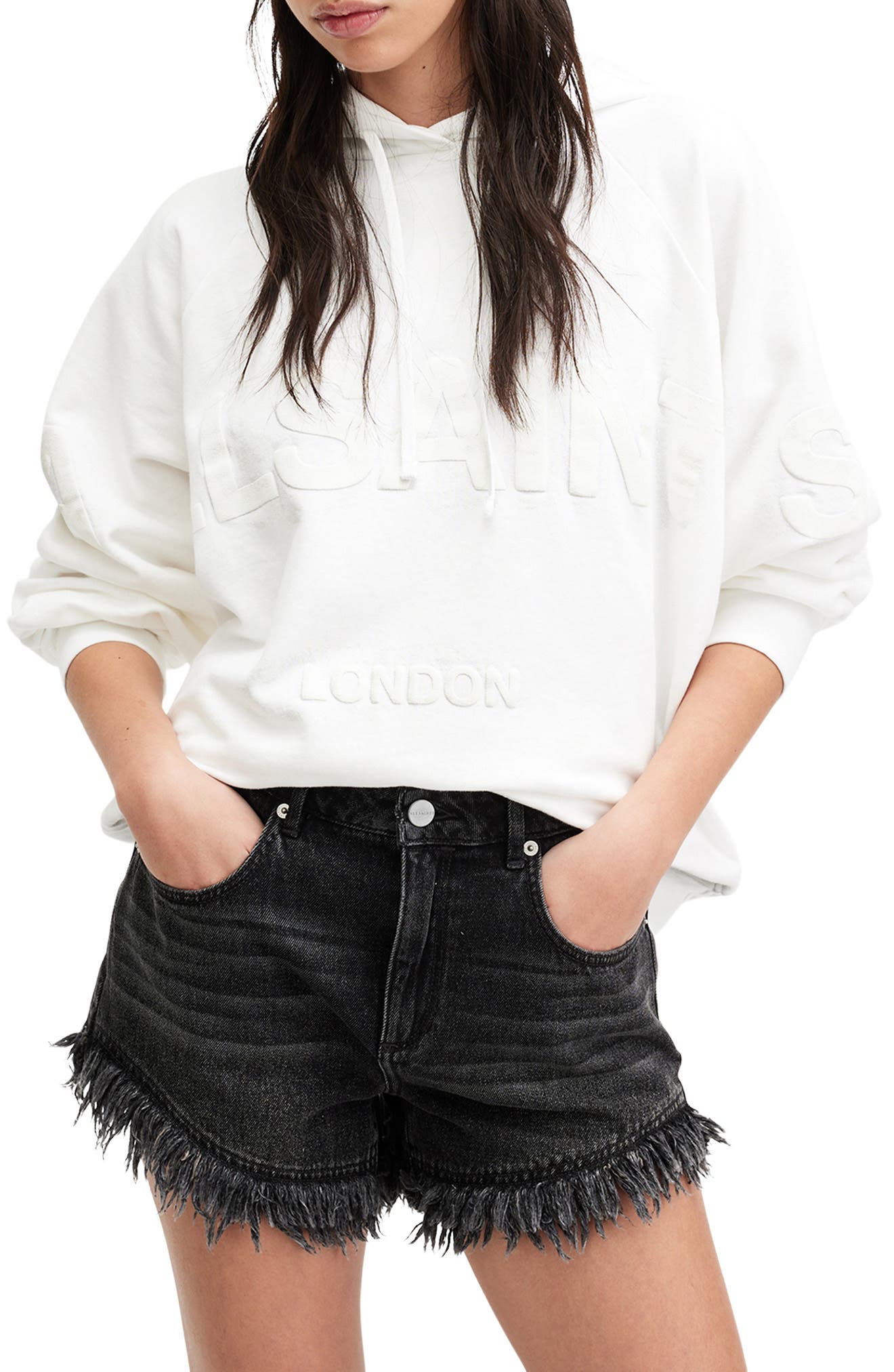 AllSaints Talon Biggy Oversize Logo Hoodie (Women) | Nordstrom