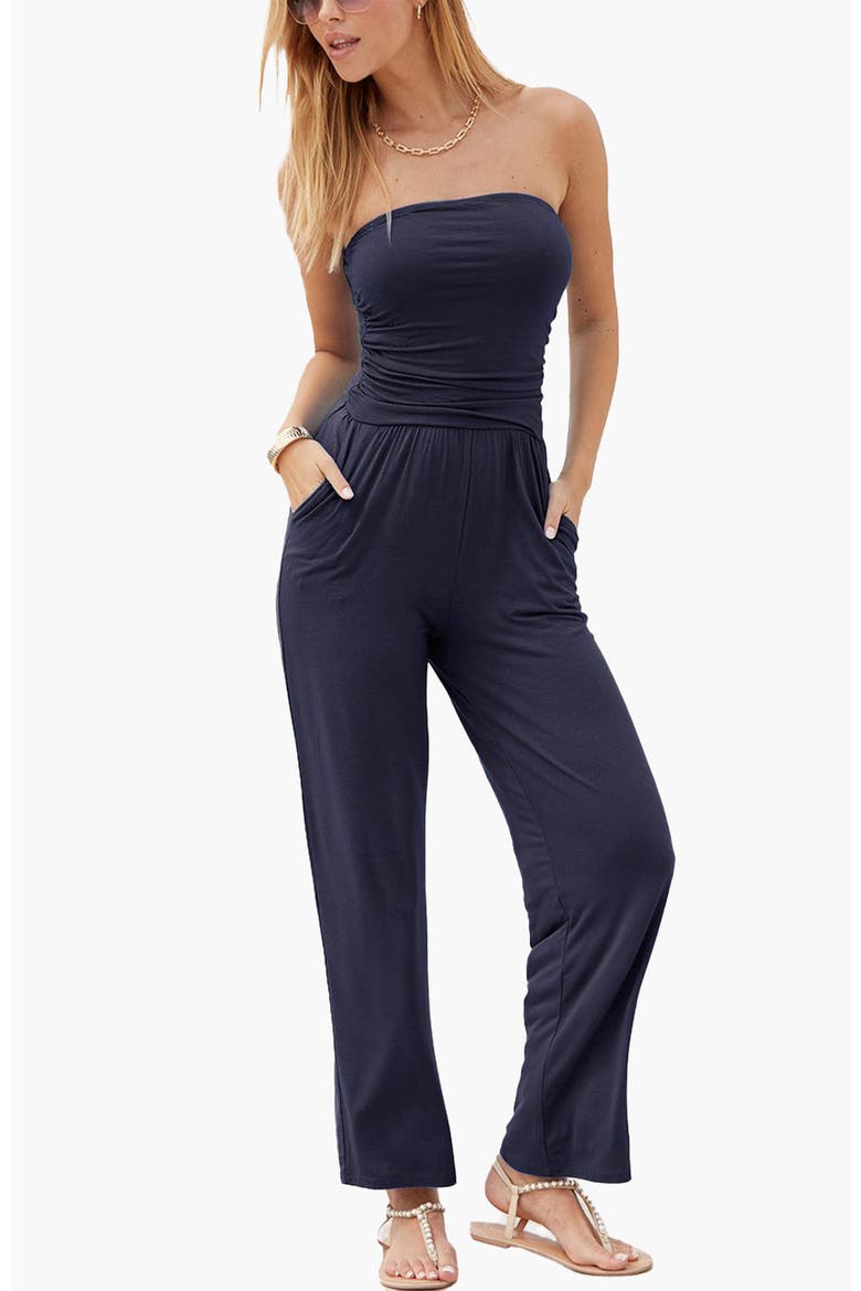 Strapless Jumpsuit, Main, color, Navy